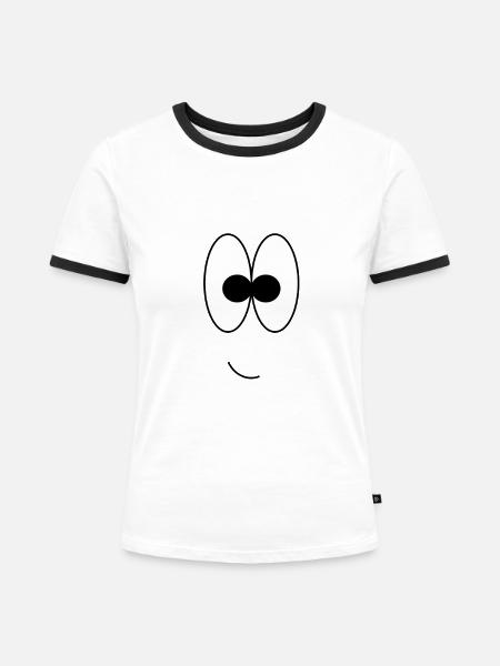 Gesicht - Frauen Kontrast-T-Shirt - Weiß/Schwarz