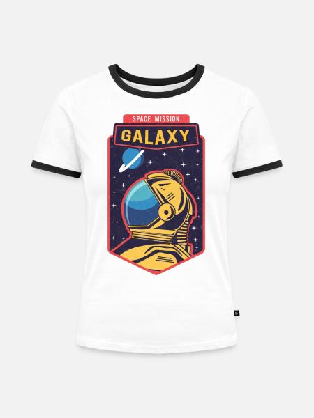 Space Galaxy Grafik - Frauen Kontrast-T-Shirt - Weiß/Schwarz
