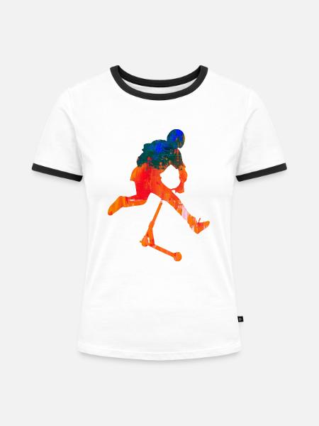 Freestyle-Roller - Frauen Kontrast-T-Shirt - Weiß/Schwarz