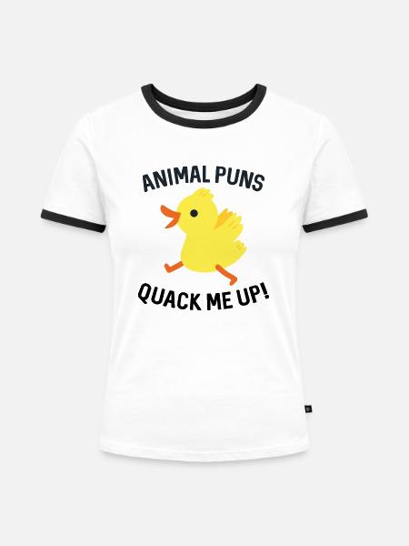 Animal Puns Quack Me Up - Frauen Kontrast-T-Shirt - Weiß/Schwarz