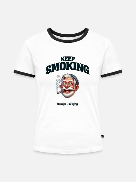 Keep Smoking - Frauen Kontrast-T-Shirt - Weiß/Schwarz