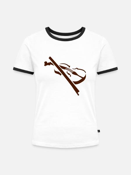 Geige - Frauen Kontrast-T-Shirt - Weiß/Schwarz