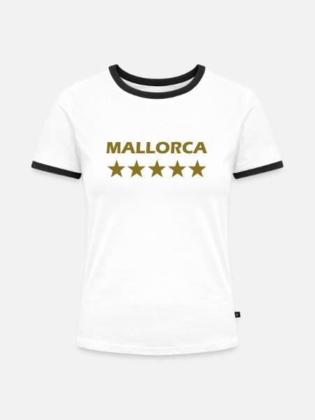 mallorca - Frauen Kontrast-T-Shirt - Weiß/Schwarz