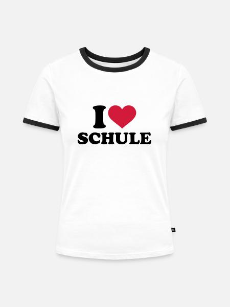 Schule - Frauen Kontrast-T-Shirt - Weiß/Schwarz
