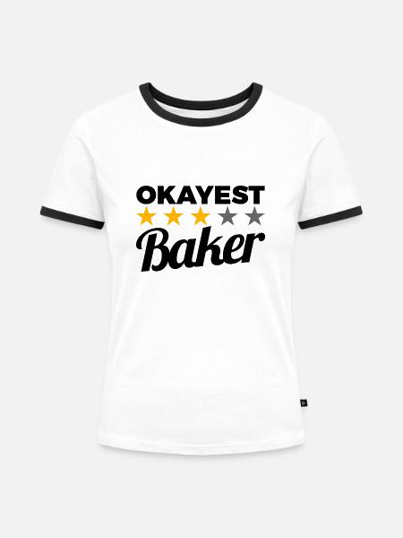 Lustiger Bäcker - Frauen Kontrast-T-Shirt - Weiß/Schwarz