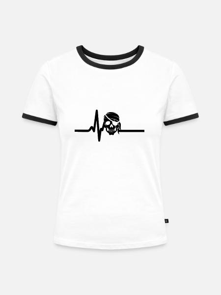 Schädel Schädel - Frauen Kontrast-T-Shirt - Weiß/Schwarz