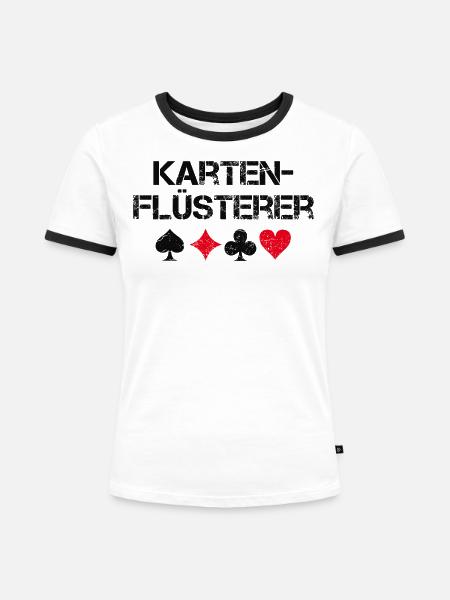 Kartenflüsterer Spielkarten Karten Geschenk - Frauen Kontrast-T-Shirt - Weiß/Schwarz