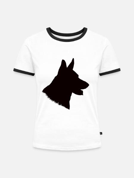 Hundekopf Schäferhund - Frauen Kontrast-T-Shirt - Weiß/Schwarz