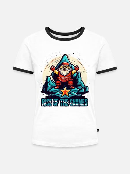 Der Aufstieg der Gartenzwerge - Frauen Kontrast-T-Shirt - Weiß/Schwarz