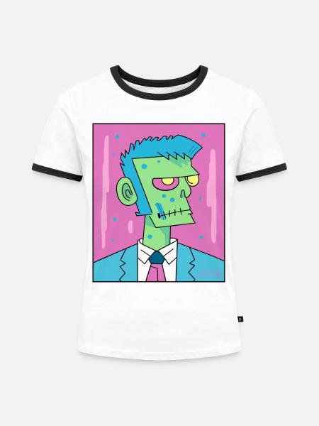 Erfolgreicher Manager Zombie - Frauen Kontrast-T-Shirt - Weiß/Schwarz