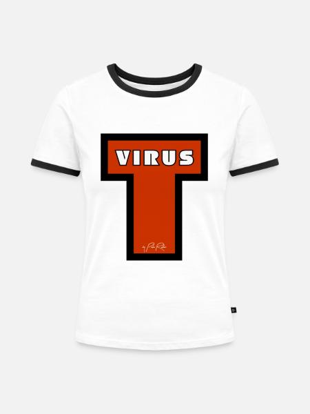 Virus T - Frauen Kontrast-T-Shirt - Weiß/Schwarz