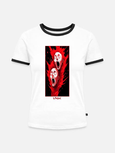 Paranoia im Gange - Frauen Kontrast-T-Shirt - Weiß/Schwarz