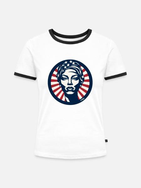 Afro-Amerikanischer Patriotismus - Frauen Kontrast-T-Shirt - Weiß/Schwarz
