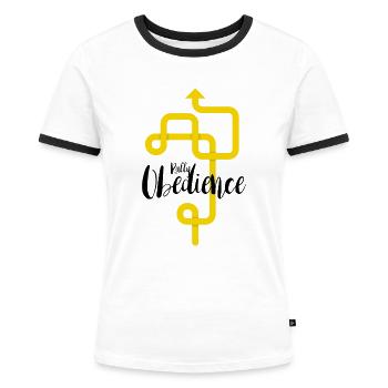 Rally Obedience - Frauen Kontrast-T-Shirt - Weiß/Schwarz - Vorne - Selfina (174cm)