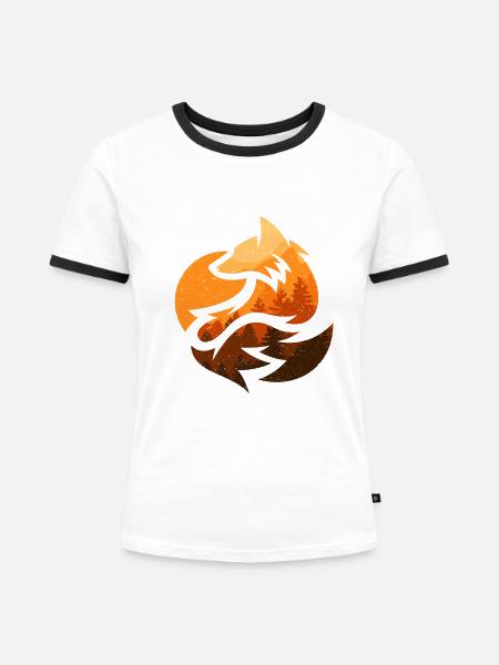Fuchs Tierdesign Geschenke - Frauen Kontrast-T-Shirt - Weiß/Schwarz