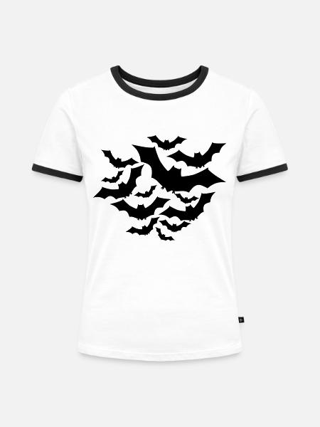 Fledermäuse - Frauen Kontrast-T-Shirt - Weiß/Schwarz