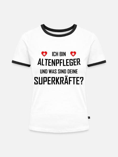 Altenpfleger - Frauen Kontrast-T-Shirt - Weiß/Schwarz