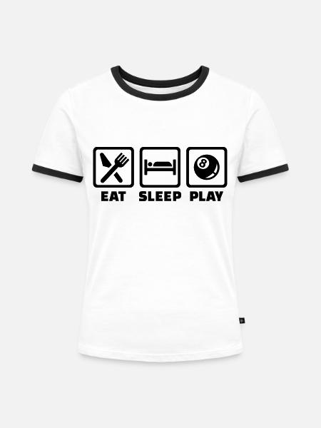 Billard - Frauen Kontrast-T-Shirt - Weiß/Schwarz