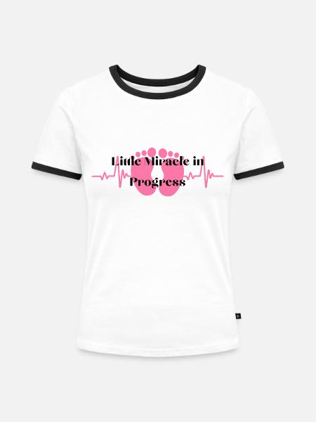 Kleines Wunder im Gange - Frauen Kontrast-T-Shirt - Weiß/Schwarz