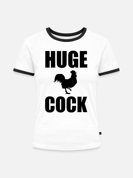 Huge Cock - Frauen Kontrast-T-Shirt - Weiß/Schwarz
