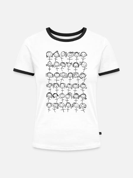 frauenpower - Frauen Kontrast-T-Shirt - Weiß/Schwarz