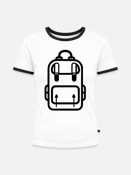 Rucksack - Frauen Kontrast-T-Shirt - Weiß/Schwarz