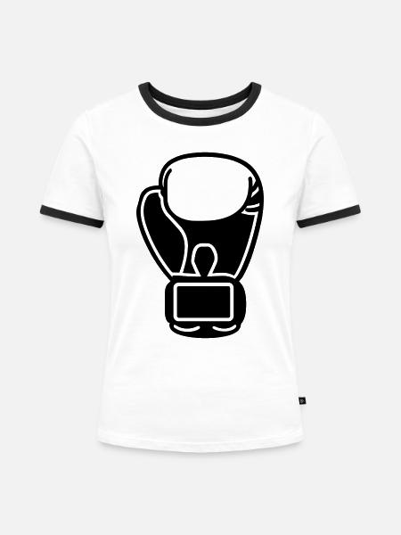 Boxhandschuh - Frauen Kontrast-T-Shirt - Weiß/Schwarz