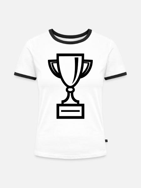 Trophäe - Frauen Kontrast-T-Shirt - Weiß/Schwarz