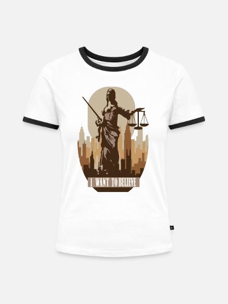 Gerechtigkeit - Frauen Kontrast-T-Shirt - Weiß/Schwarz