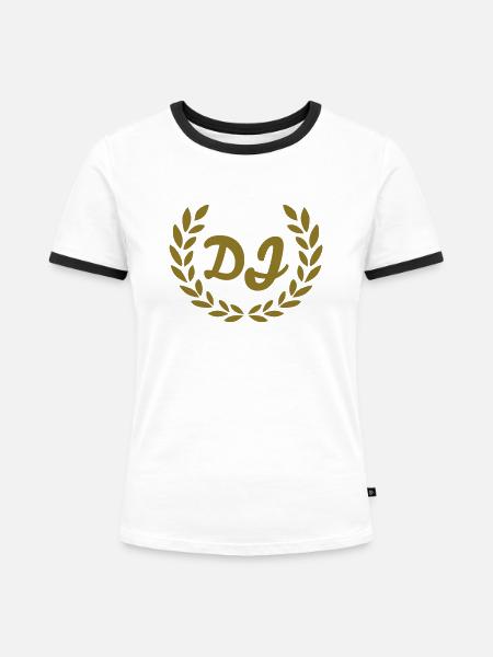 DJ - Frauen Kontrast-T-Shirt - Weiß/Schwarz