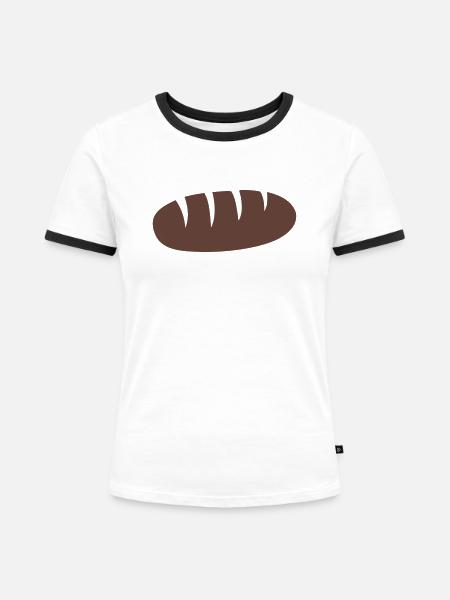 Brot - Frauen Kontrast-T-Shirt - Weiß/Schwarz