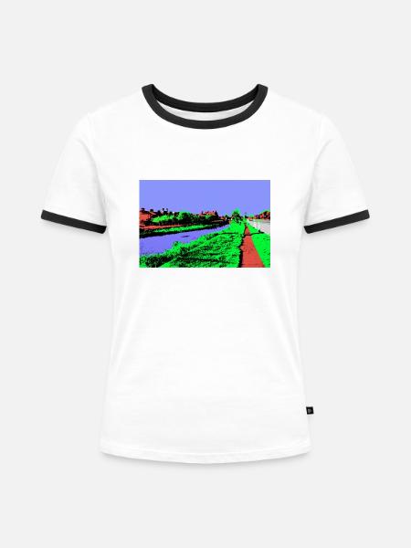 Königlicher Kanal Dublin - Frauen Kontrast-T-Shirt - Weiß/Schwarz