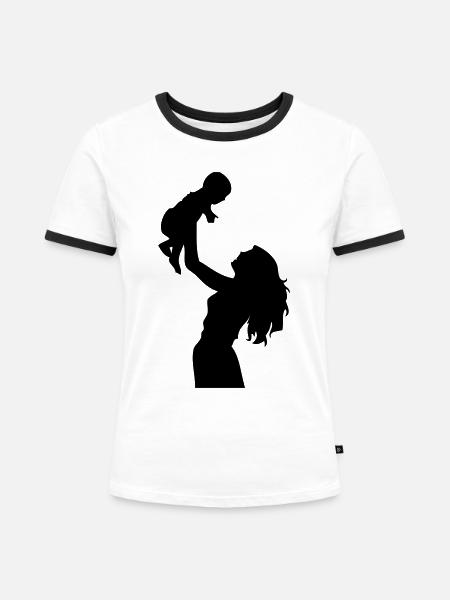 Mutter - Frauen Kontrast-T-Shirt - Weiß/Schwarz