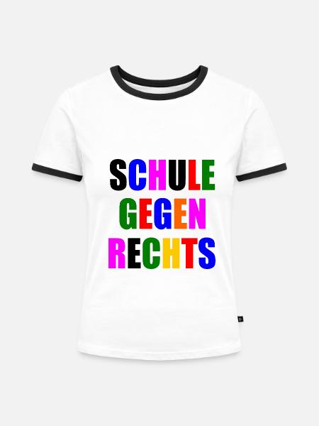 Schule gegen rechts - Frauen Kontrast-T-Shirt - Weiß/Schwarz