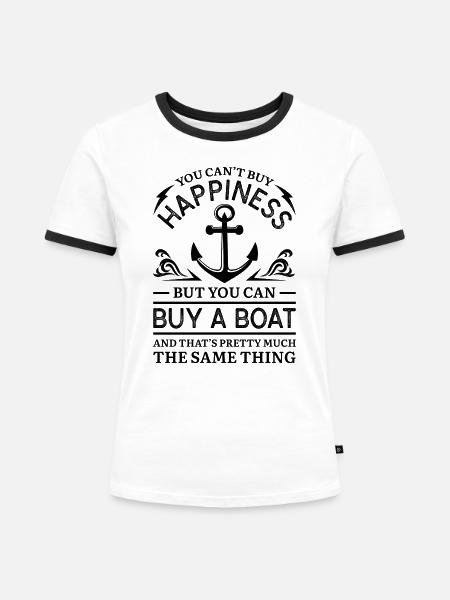 Kaufen Sie ein Boot - Frauen Kontrast-T-Shirt - Weiß/Schwarz