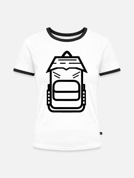 Rucksack - Frauen Kontrast-T-Shirt - Weiß/Schwarz