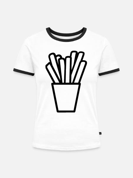 Pommes frites - Frauen Kontrast-T-Shirt - Weiß/Schwarz