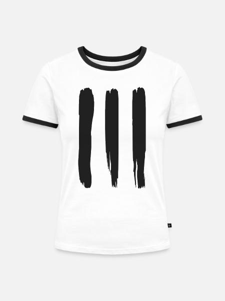 three stripes - Frauen Kontrast-T-Shirt - Weiß/Schwarz