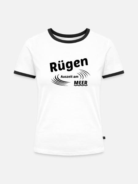 Rügen - Frauen Kontrast-T-Shirt - Weiß/Schwarz
