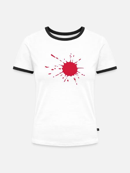Blut - Frauen Kontrast-T-Shirt - Weiß/Schwarz