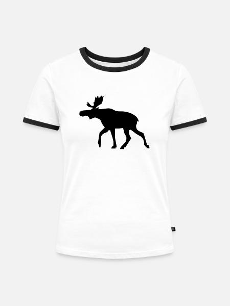 Elch - Frauen Kontrast-T-Shirt - Weiß/Schwarz
