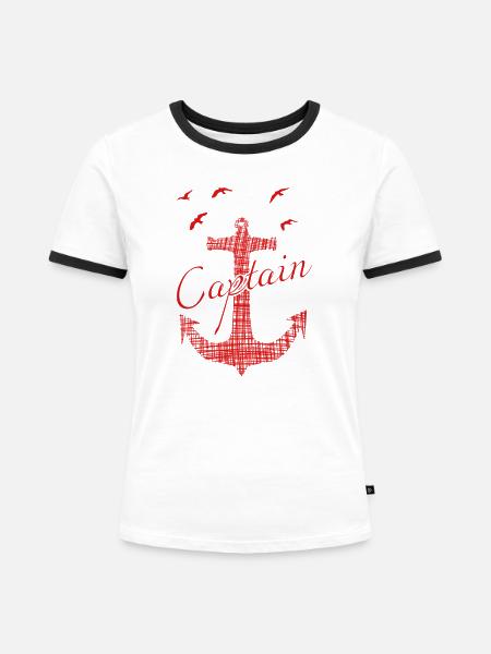 Captain - Frauen Kontrast-T-Shirt - Weiß/Schwarz