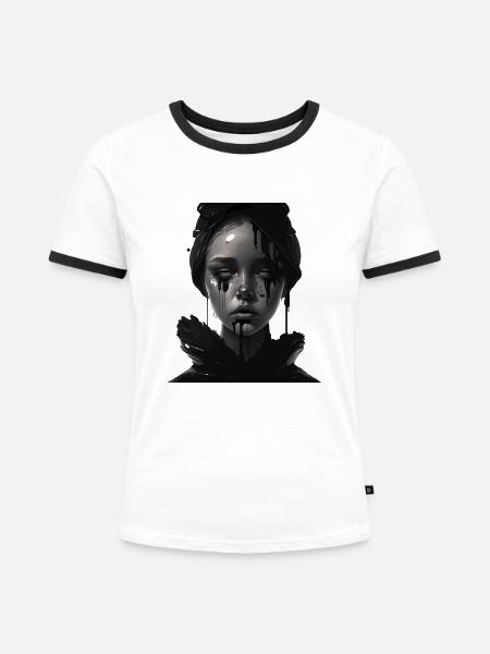Sad girl - Frauen Kontrast-T-Shirt - Weiß/Schwarz