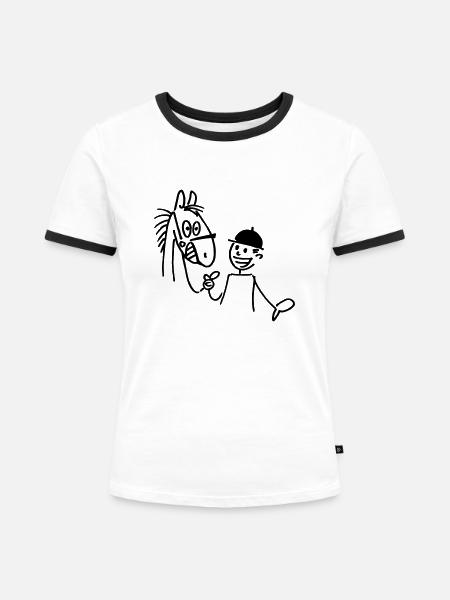 Ross und Reiter - Frauen Kontrast-T-Shirt - Weiß/Schwarz