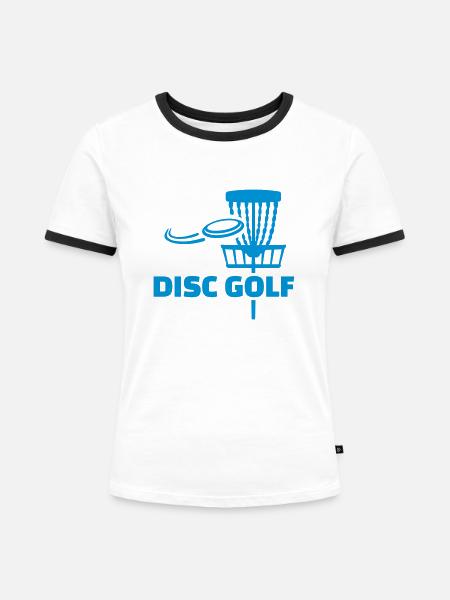 Disc golf - Frauen Kontrast-T-Shirt - Weiß/Schwarz