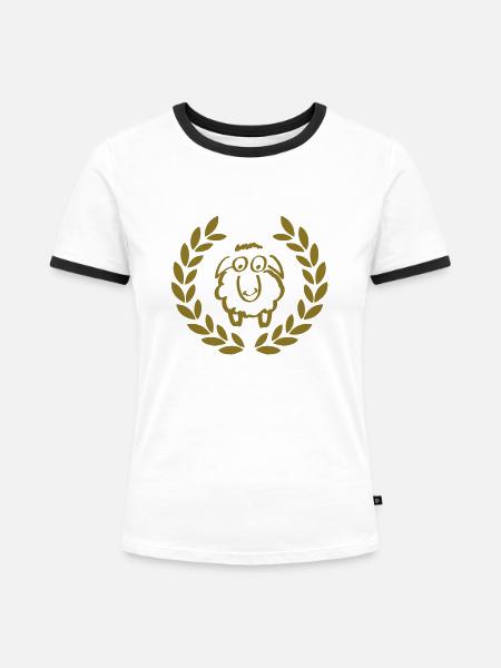 sheep deluxe - Frauen Kontrast-T-Shirt - Weiß/Schwarz