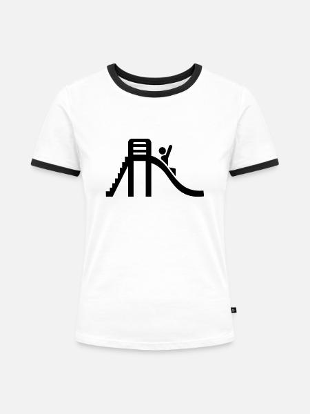 Spielplatz - Frauen Kontrast-T-Shirt - Weiß/Schwarz