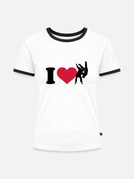 Judo - Frauen Kontrast-T-Shirt - Weiß/Schwarz