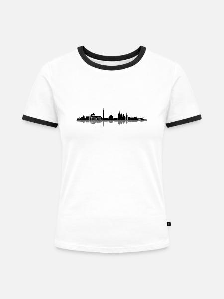 Skyline - Rom - Frauen Kontrast-T-Shirt - Weiß/Schwarz
