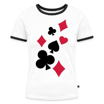 Spielkarten - Frauen Kontrast-T-Shirt - Weiß/Schwarz - Vorne - Selfina (174cm)